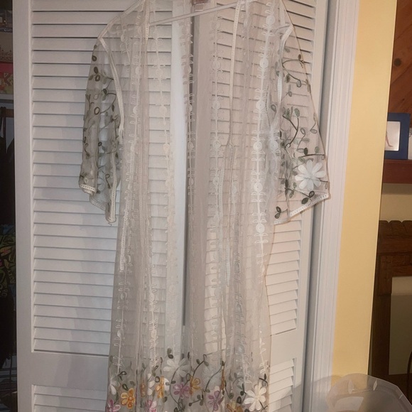 Kamana Floral Embroidered Sheer Swim Coverup - Picture 2 of 8